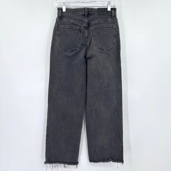 Madewell The Perfect Vintage Wide Leg Crop Jeans Gray Wash Raw Hem Womens Sz 25 - Picture 8 of 11